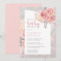 Pampas Grass |Pink Rose Blooms Girl Baby Brunch In