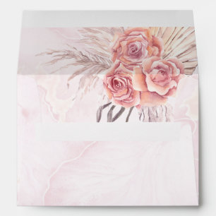 Pampas Grass   Pink Rose Blooms   Pink Marble Envelope