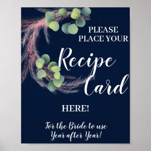Pampas Grass Place Recipe Card Bridal Shower Poster