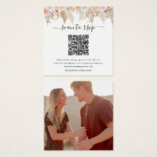Pampas Grass QR Code Photo Wedding RSVP Card
