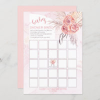 Pampas Grass | Rose Blooms Baby Shower Bingo Card
