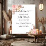 Pampas grass rose floral wedding program timeline poster<br><div class="desc">A modern,  elegant wedding program,  timeline.  A white background decorated with pampas grass and blush pink florals,  roses. Personalise and add your names and wedding details. Black coloured letters.  If you have more text it's possible to reduce the line space.</div>