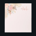 Pampas Grass Rose Gold Florals Name Monogram Notepad<br><div class="desc">This stylish notepad is decorated with watercolor pampas grass,  eucalyptus,  flowers,  and dried leaves on a blush pink background.
Easily customisable.
Because we create our artwork you won't find this exact image from other designers.
Original Watercolor © Michele Davies.</div>