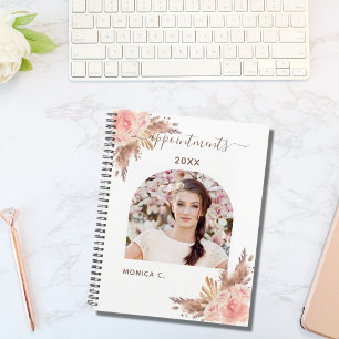 Pampas grass rose gold florals photo 2023 planner
