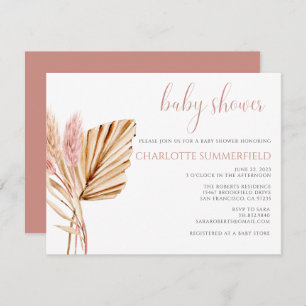 Pampas Grass Rustic Boho Floral Baby Shower Invitation