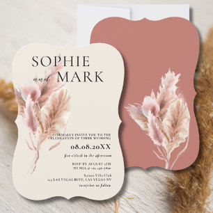 Pampas Grass Rustic Boho Mauve Pink Invitation