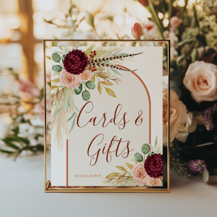 Pampas Grass Rustic Boho Terracotta Card And Gift  Poster