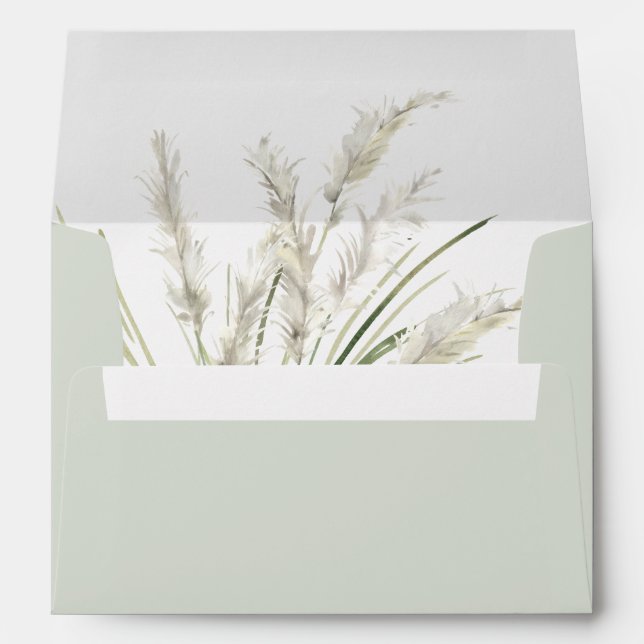 Pampas Grass Sage Green Return Address Envelope (Back (Bottom))