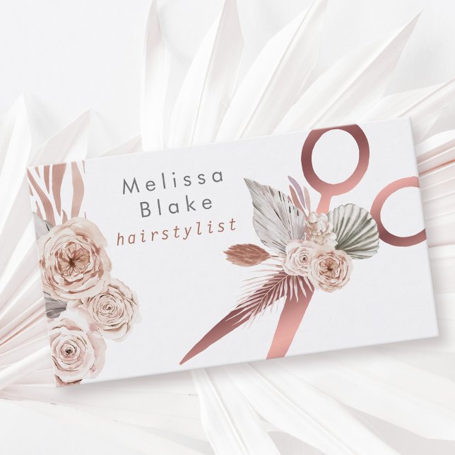 pampas grass scissors hairstylist  business card (Creator Uploaded)