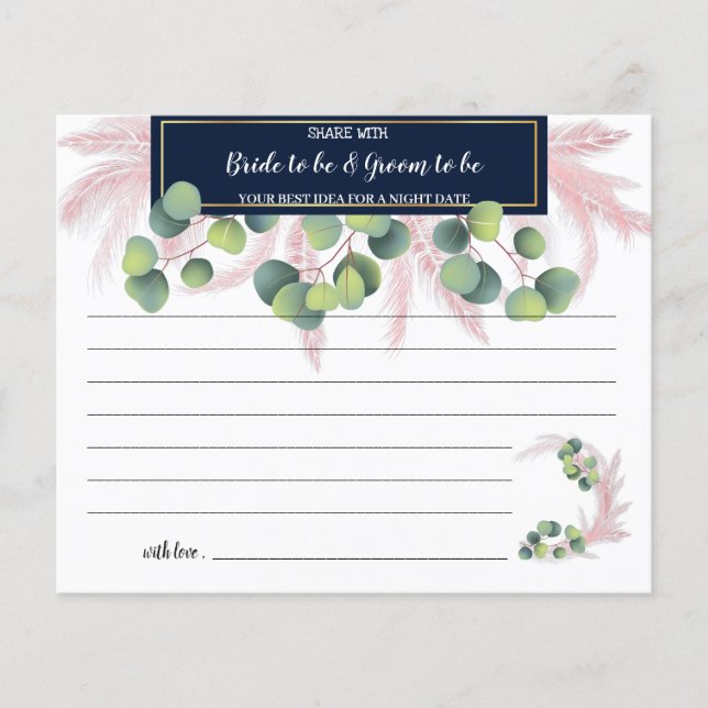 Pampas Grass Share a Date Night Bridal Shower Card (Front)