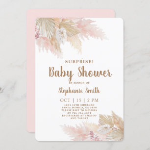 Pampas Grass Surprise Baby Shower Girl Invitation