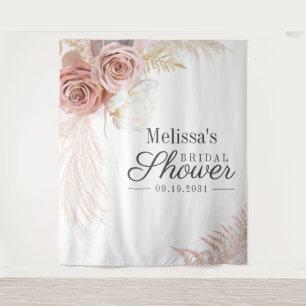 Pampas Grass Tan Bridal Shower Backdrop Tapestry