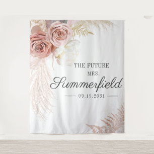 Pampas Grass Tan Bridal Shower Backdrop Tapestry