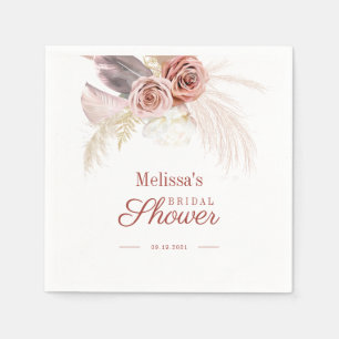 Pampas Grass Tan Bridal Shower Paper Napkin