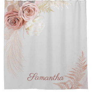 Pampas Grass Tan Bridal Terracotta Dried Palms Shower Curtain