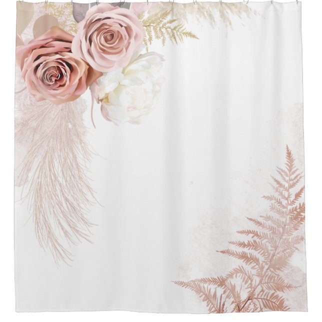 Pampas Grass Tan Terracotta Dried Palms Shower Curtain (Front)