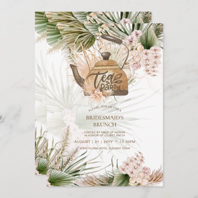 Pampas Grass TEA PARTY Bridal Shower Lunch (Front/Back)