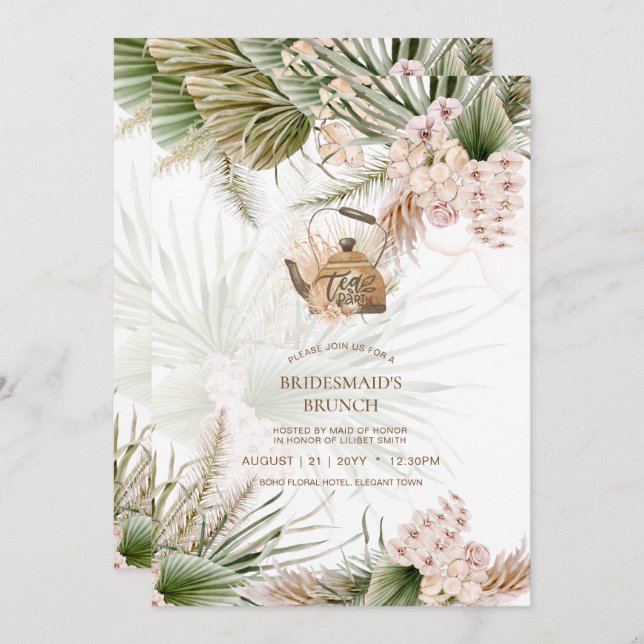 Pampas Grass TEA PARTY Bridal Shower Lunch (Front/Back)