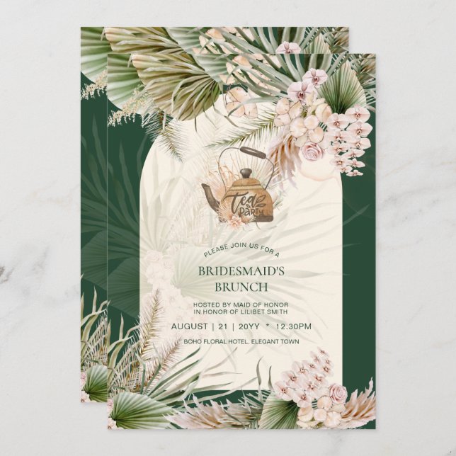 Pampas Grass TEA PARTY Bridal Shower Lunch (Front/Back)