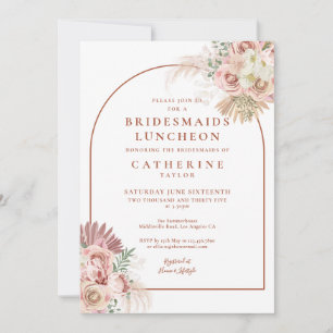 Pampas Grass Terracotta Arch Bridesmaids Luncheon Invitation