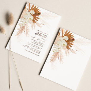 Pampas Grass Terracotta Baby Shower Invitation
