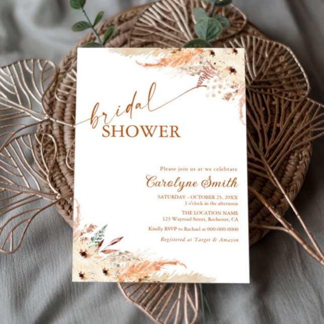 Pampas Grass Terracotta Boho Bridal Shower Invitation (Creator Uploaded)