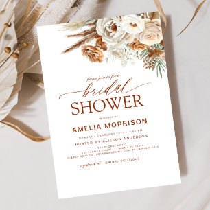 Pampas Grass Terracotta Boho Bridal Shower Invitation