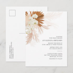 Pampas Grass Terracotta Botanical Palms Wedding Invitation Postcard