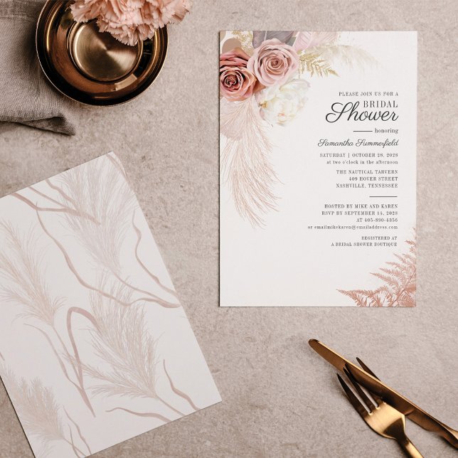 Pampas Grass Terracotta Bridal Shower Invitation (Creator Uploaded)