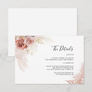 Pampas Grass Terracotta Floral Wedding Details Enclosure Card