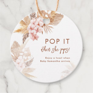 Pampas Grass Terracotta Pop It Girl Baby Shower Favour Tags