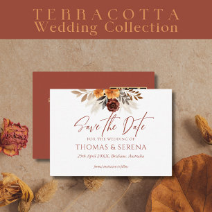 Pampas Grass Terracotta Save The Date QR Code Card
