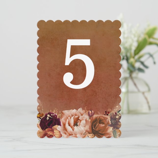 Pampas Grass Terracotta Table Number Cards (Standing Front)