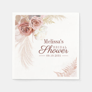 Pampas Grass Terracotta Watercolor Bridal Shower Napkin