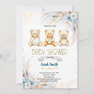 Pampas Grass Triplet bear invitation