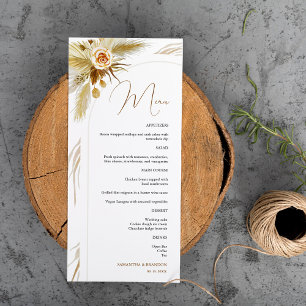 Pampas grass tropic watercolor boho wedding menu