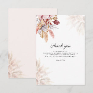 Pampas Grass Watercolor Baby Shower Thank You Card