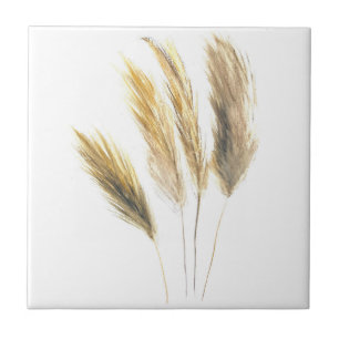 Pampas Grass Watercolor botanical Boho Tile