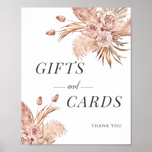 Pampas Grass Watercolor Floral Cards Gifts Wedding Poster (Front)