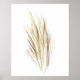 Pampas grass Watercolor Floral Flowers Boho Art Poster