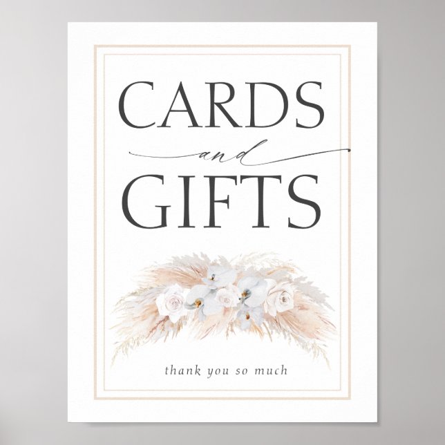 Pampas Grass Wedding Cards and Gifts Sign (Front)
