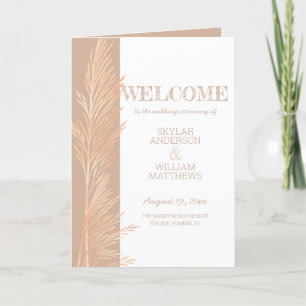 Pampas Grass Wedding Ceremony Neutral Folded Programme