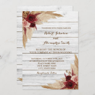 Pampas Grass Wedding Country Chic Invitation