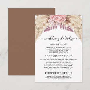Pampas Grass Wedding Details Accommodations Invitation