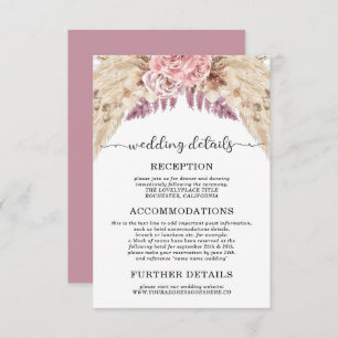 Pampas Grass Wedding Details Accommodations Invitation