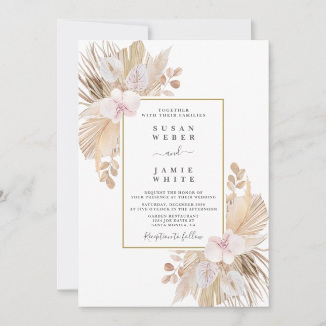 Pampas Grass wedding Invitation (Front)
