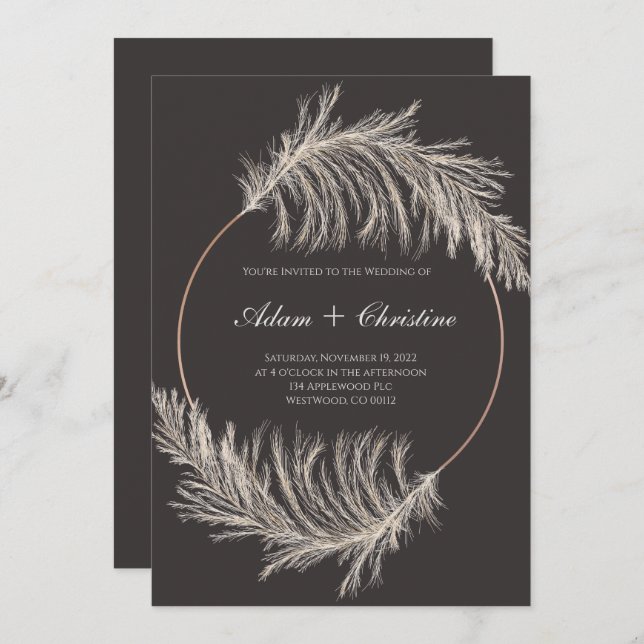 Pampas Grass Wedding Invitation (Front/Back)