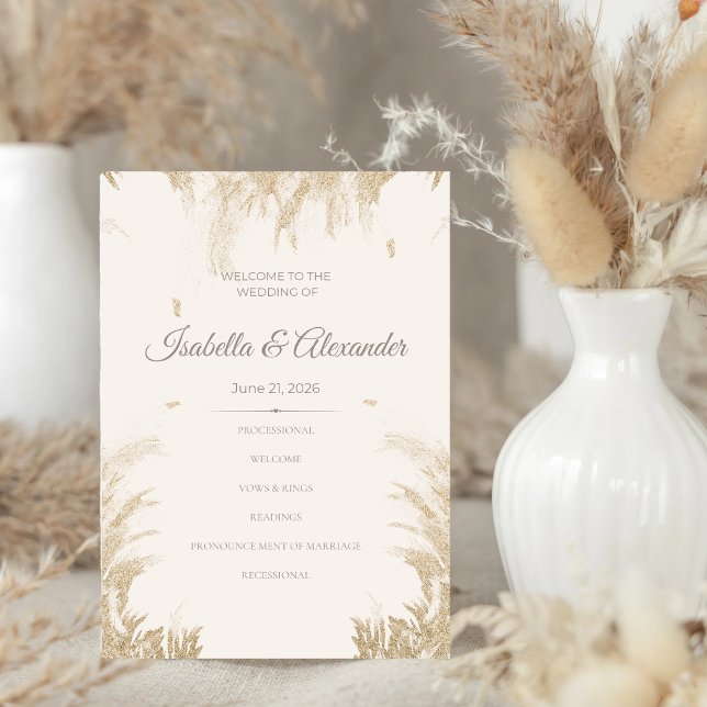 Pampas Grass Wedding Program Invitation (Pampas Grass Wedding Program)