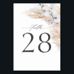 Pampas Grass Wedding Table Number Cards<br><div class="desc">White orchid flowers and southern pampas grass wedding table number cards</div>