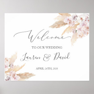 Pampas Grass wedding welcome sign